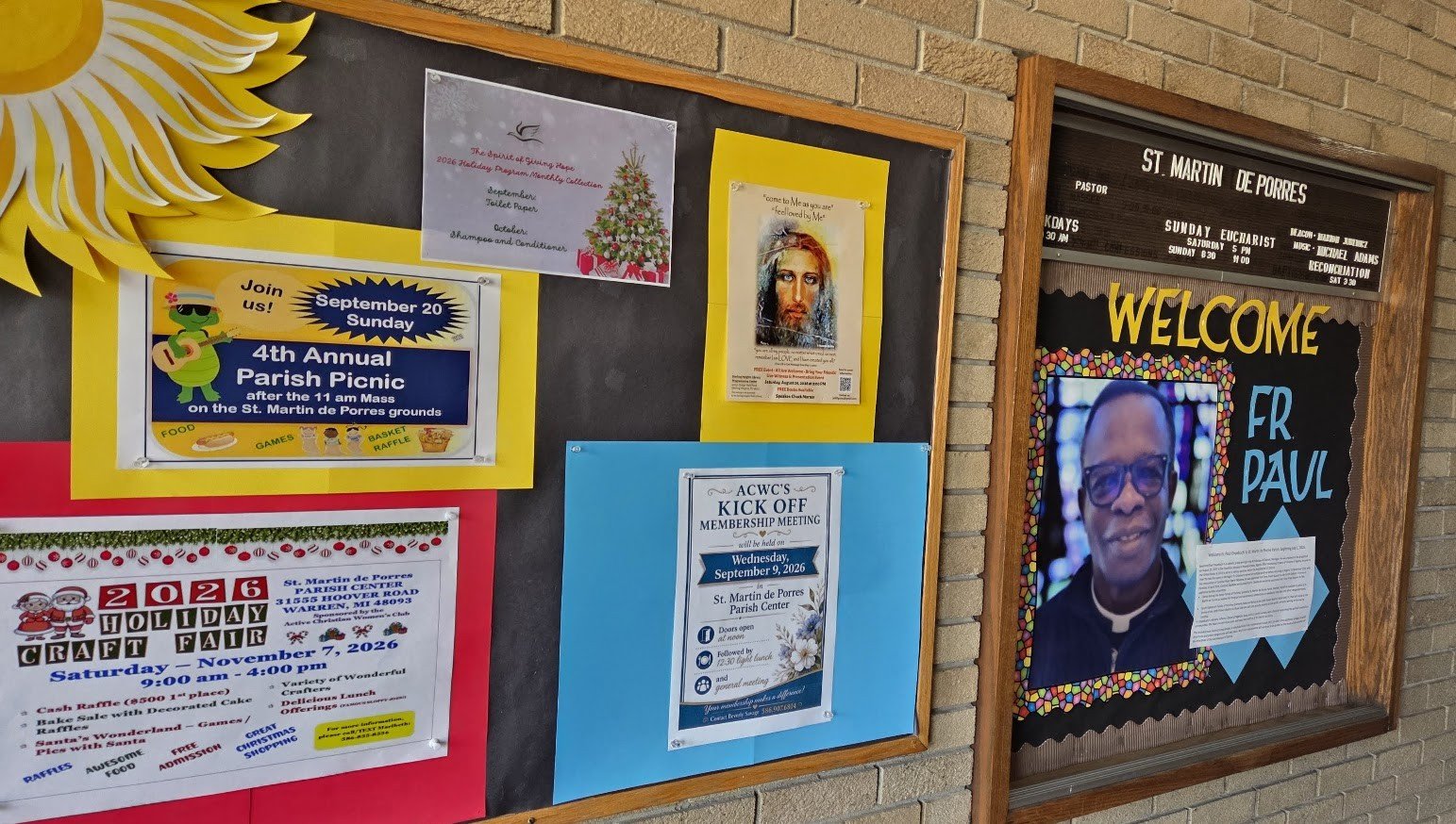 TLIG poster pinned to a church entrance bulletin board